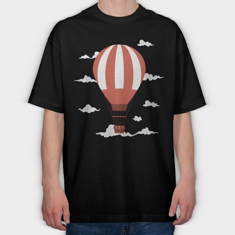 Hot Air Balloon, Tricou Oversize Barbati (Unisex)