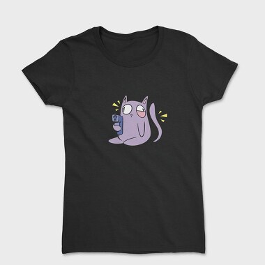 Cartoon Cat With Gun Meow Peow, Tricou Femei