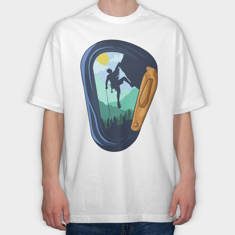 Carabiner Climbing Mountain, Tricou Oversize Barbati (Unisex)