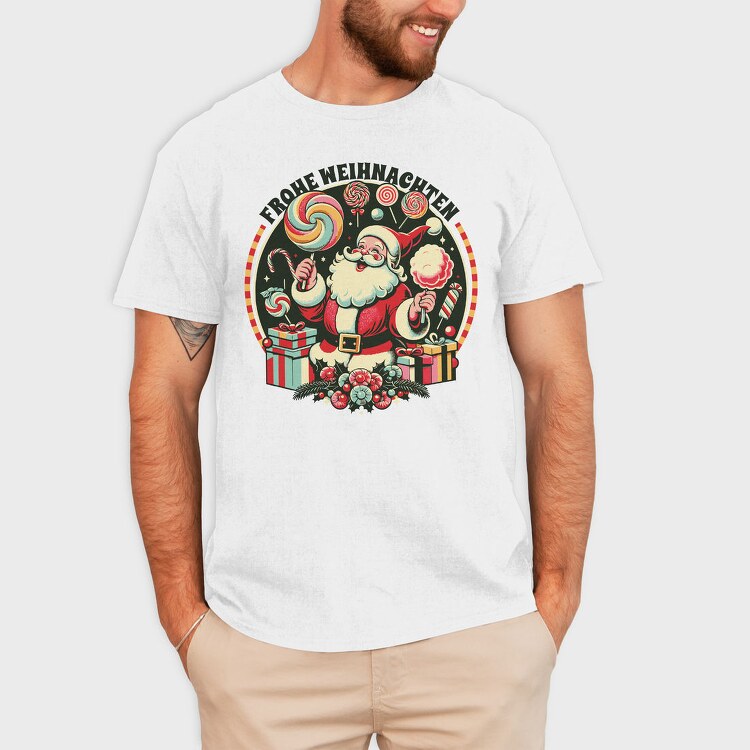 German Christmas Cotton Candy Santa, Tricou Barbati (Unisex)