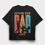 Retro Living The Dad Life Quote, Tricou Oversize Barbati (Unisex)