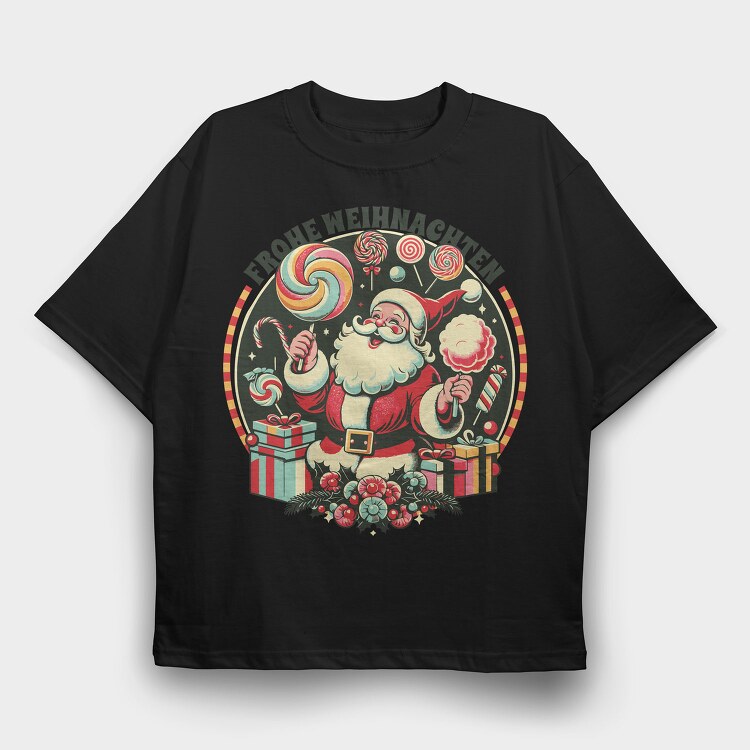 German Christmas Cotton Candy Santa, Tricou Oversize Barbati (Unisex)