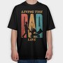 Retro Living The Dad Life Quote, Tricou Oversize Barbati (Unisex)
