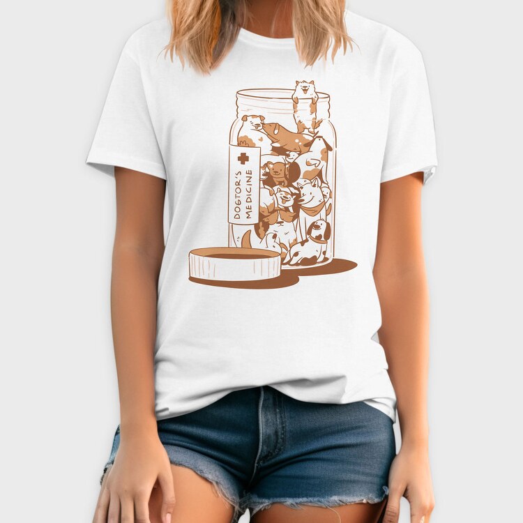Jar Of Dog Animals Dogtors Medicine Cartoon, Tricou Barbati (Unisex)