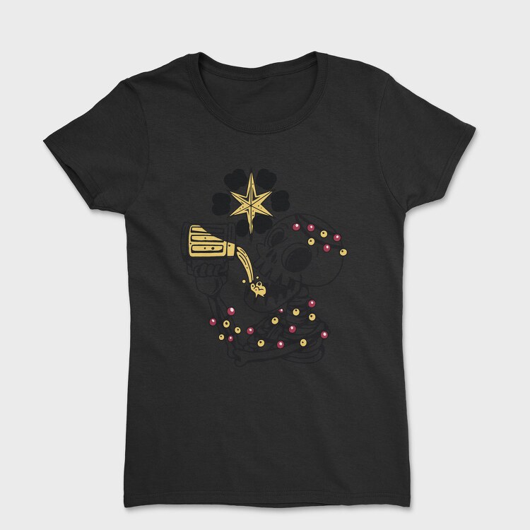 Christmas Skeleton Drinking Beer Beer Mas, Tricou Femei