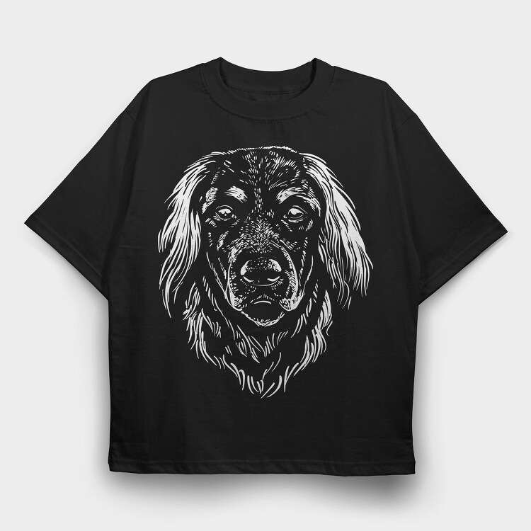 German Dog Breed Hovarwart Head, Tricou Oversize Barbati (Unisex)