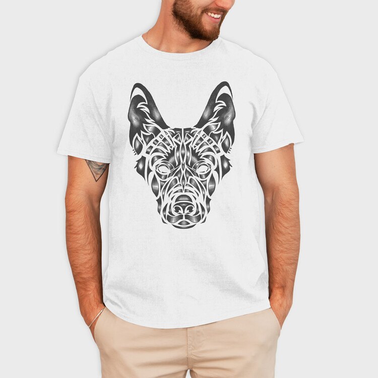 German Shepherd Dog Animal Monochrome Fade, Tricou Barbati (Unisex)