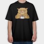 Angry Coffee Cat Grumpy, Tricou Oversize Barbati (Unisex)