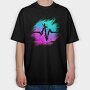 Retro Neon Glitch Logo, Tricou Oversize Barbati (Unisex)