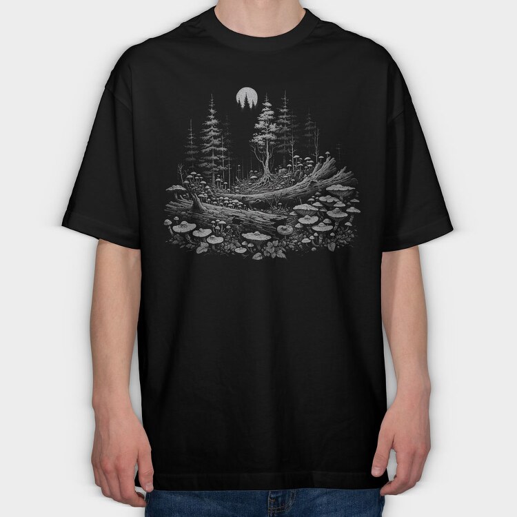 Dark Enchanted Mystical Forest, Tricou Oversize Barbati (Unisex)