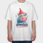 Hippo Watercolor Christmas, Tricou Oversize Barbati (Unisex)