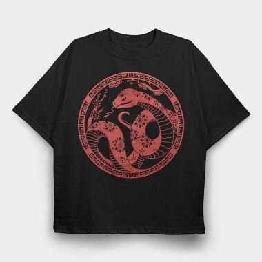 Traditional Chinese Snake Circle New Year, Tricou Oversize Barbati (Unisex)