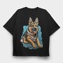 German Shepherd Portrait, Tricou Oversize Barbati (Unisex)