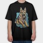 German Shepherd Portrait, Tricou Oversize Barbati (Unisex)