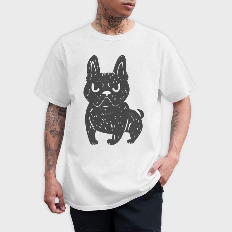 Angry French Bulldog Dog Doodle French Dog, Tricou Barbati (Unisex)