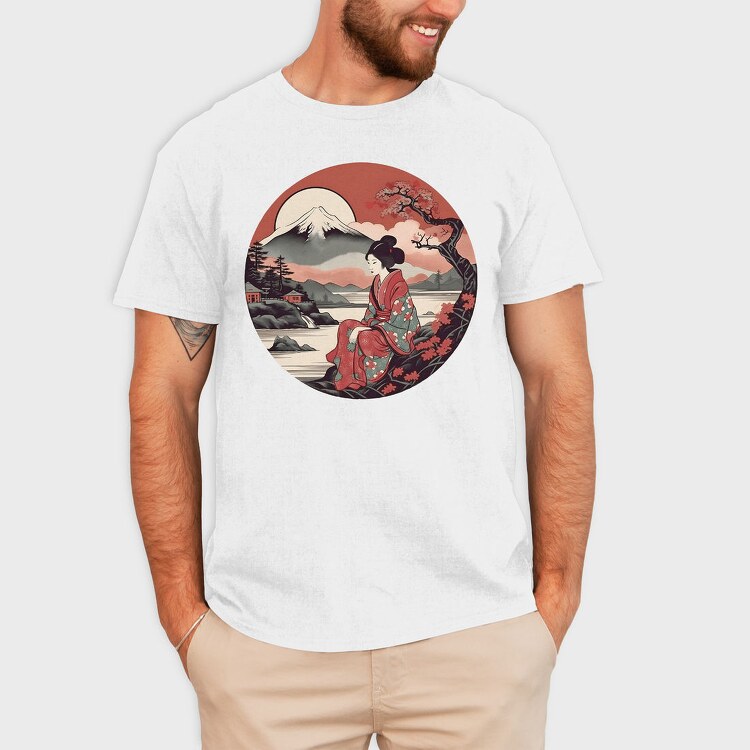 Traditional Japanese Geisha, Tricou Barbati (Unisex)