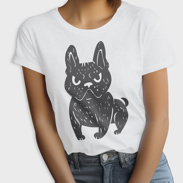 Angry French Bulldog Dog Doodle French Dog, Tricou Femei