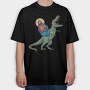 Jesus And T Rex Funny, Tricou Oversize Barbati (Unisex)