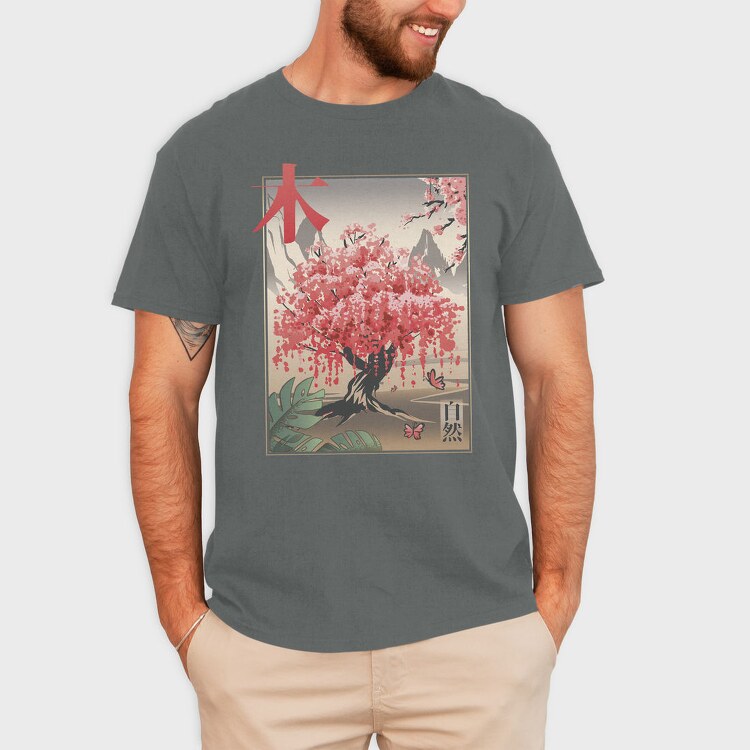 Traditional Japanese Sakura Tree, Tricou Barbati (Unisex)