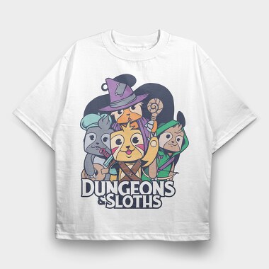 Dungeons Sloths, Tricou Oversize Barbati (Unisex)