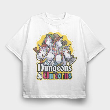 Dungeons Unicorns, Tricou Oversize Barbati (Unisex)