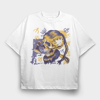 Duotone Viking Skull Mug, Tricou Oversize Barbati (Unisex)