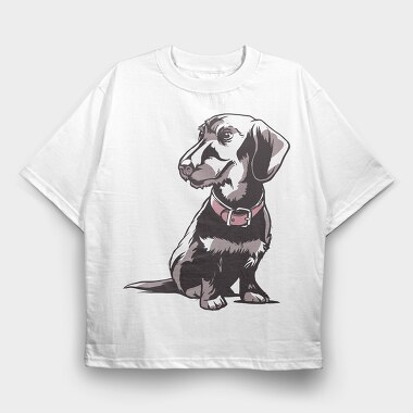 Dwarf Dachshund, Tricou Oversize Barbati (Unisex)