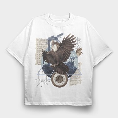 Eagle Bird Flying And Collage Darccollage, Tricou Oversize Barbati (Unisex)