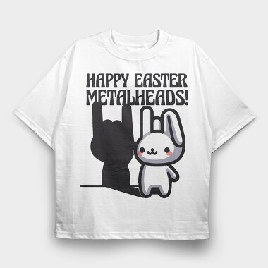 Easter Metalhead Bunny Metal, Tricou Oversize Barbati (Unisex)