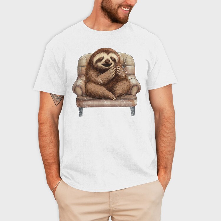 Sloth On A Chair Yawn, Tricou Barbati (Unisex)