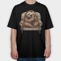Sloth On A Chair Yawn, Tricou Oversize Barbati (Unisex)