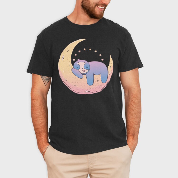 Sloth On Moon, Tricou Barbati (Unisex)