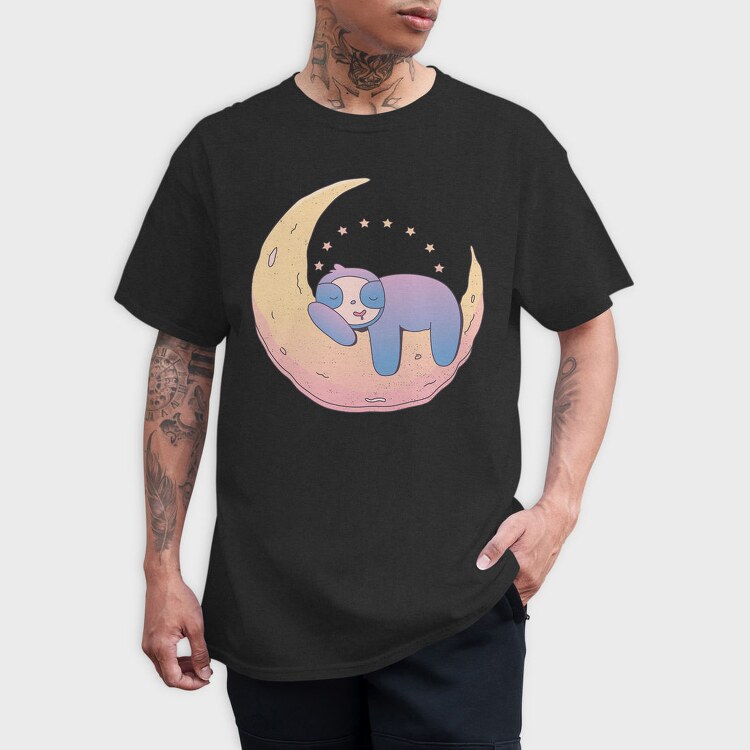 Sloth On Moon, Tricou Barbati (Unisex)