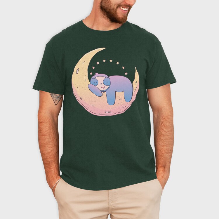 Sloth On Moon, Tricou Barbati (Unisex)