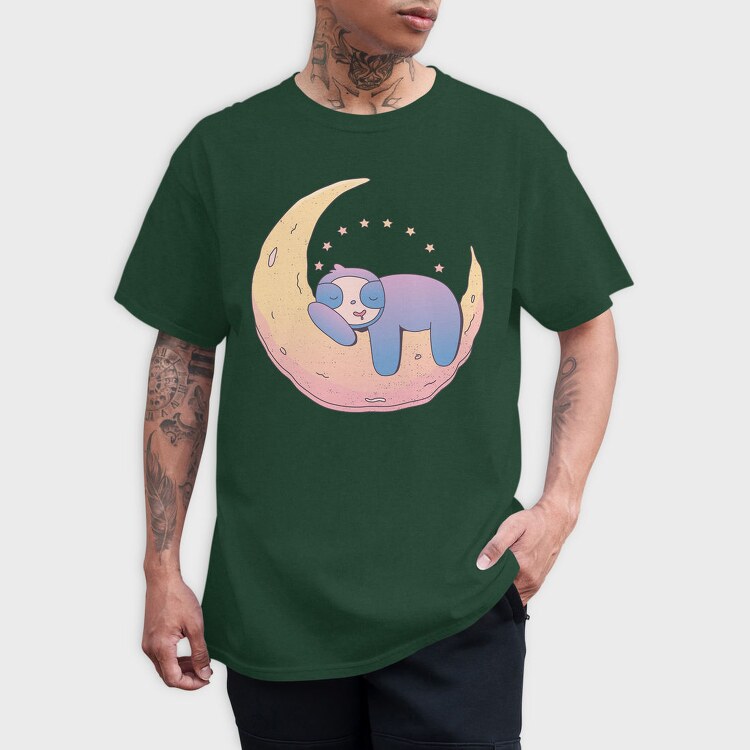 Sloth On Moon, Tricou Barbati (Unisex)