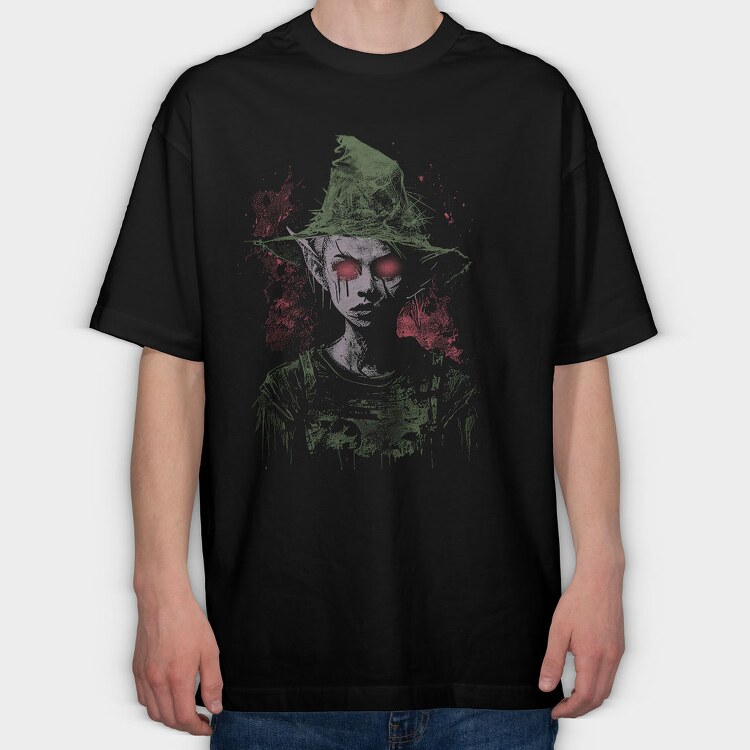Horror Elf, Tricou Oversize Barbati (Unisex)