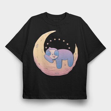 Sloth On Moon, Tricou Oversize Barbati (Unisex)