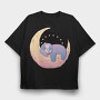 Sloth On Moon, Tricou Oversize Barbati (Unisex)