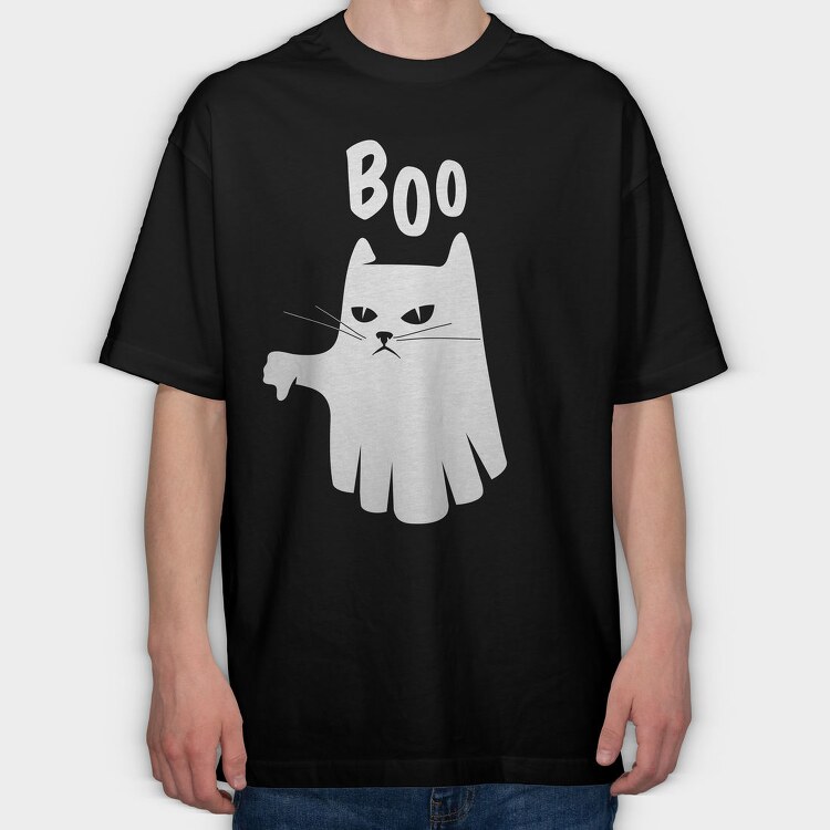 Ghost Cat Boo, Tricou Oversize Barbati (Unisex)