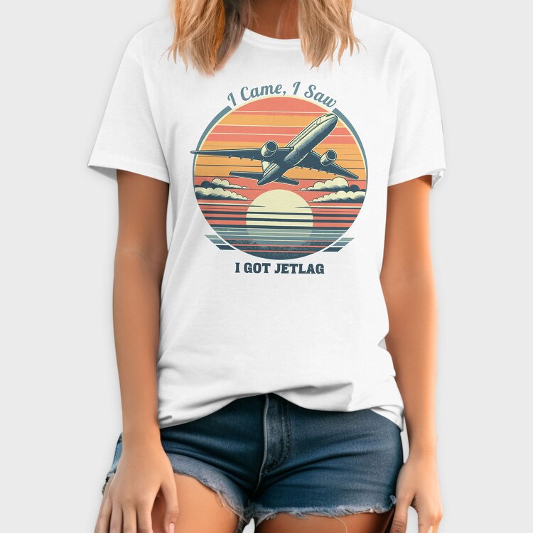 Jetlag Travel Quote I Came I Saw, Tricou Barbati (Unisex)