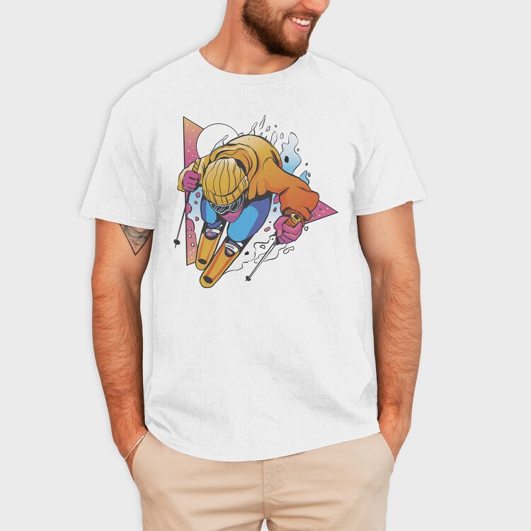 Retro Ski Triangle, Tricou Barbati (Unisex)