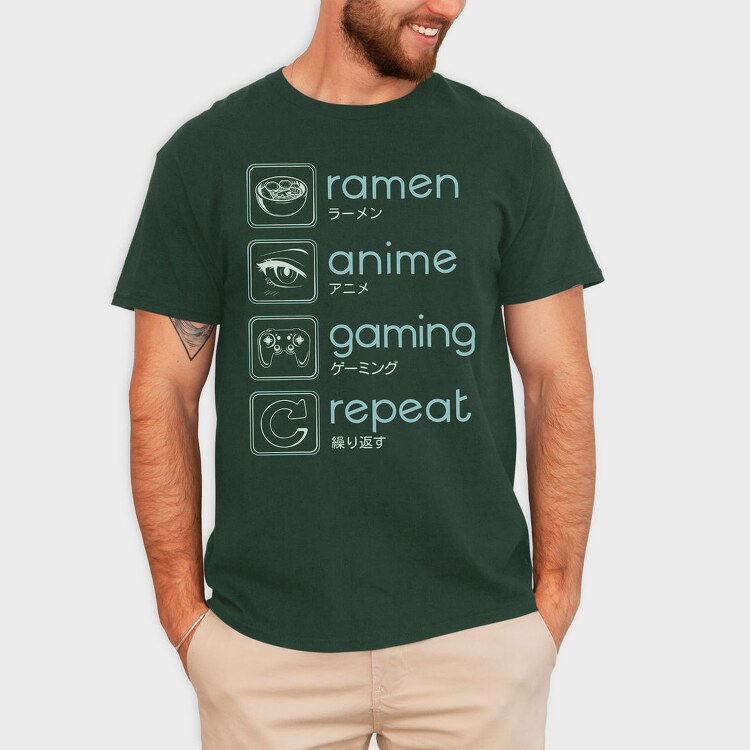 Anime And Gaming Routine Ramen Repeat, Tricou Barbati (Unisex)