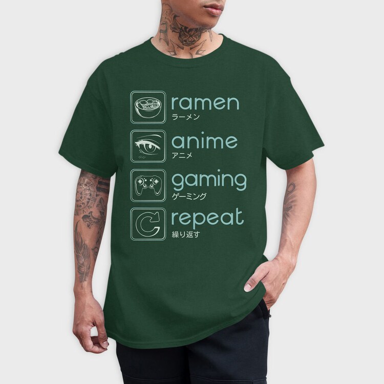 Anime And Gaming Routine Ramen Repeat, Tricou Barbati (Unisex)