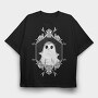 Ghost With Floral Decoration, Tricou Oversize Barbati (Unisex)