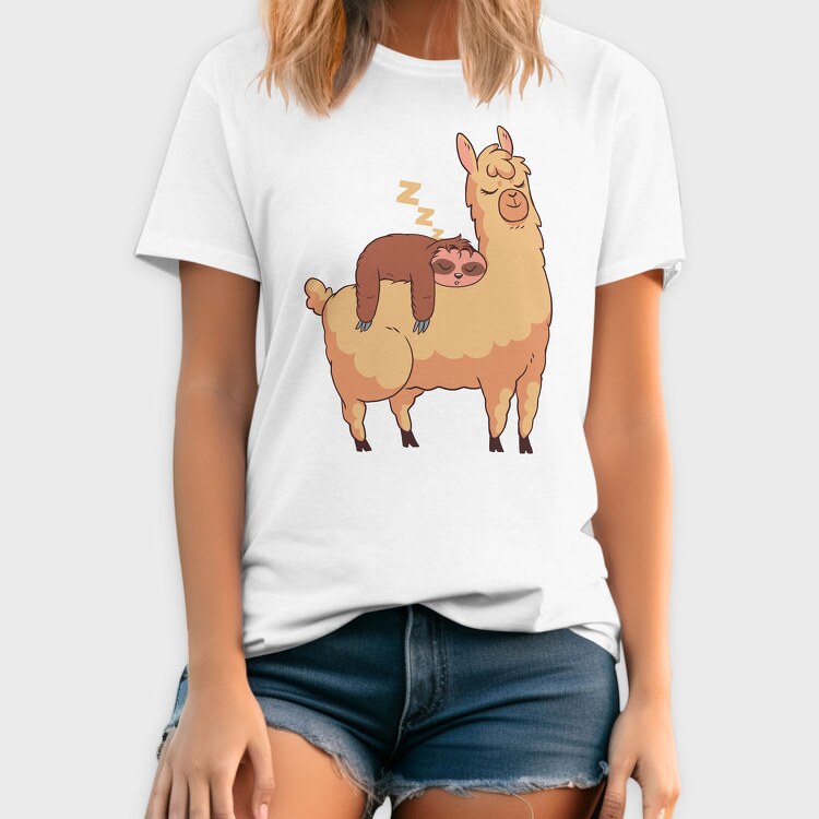 Sloth Riding Llama Sleeping, Tricou Barbati (Unisex)