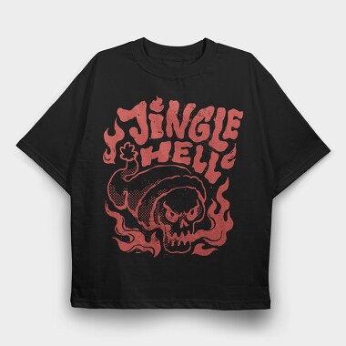 Jingle Hell Anti Christmas Skull, Tricou Oversize Barbati (Unisex)