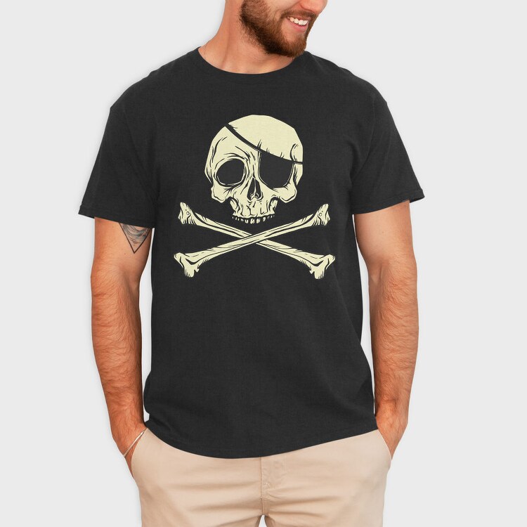 Jolly Roger Pirate Flag, Tricou Barbati (Unisex)