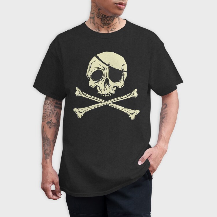 Jolly Roger Pirate Flag, Tricou Barbati (Unisex)