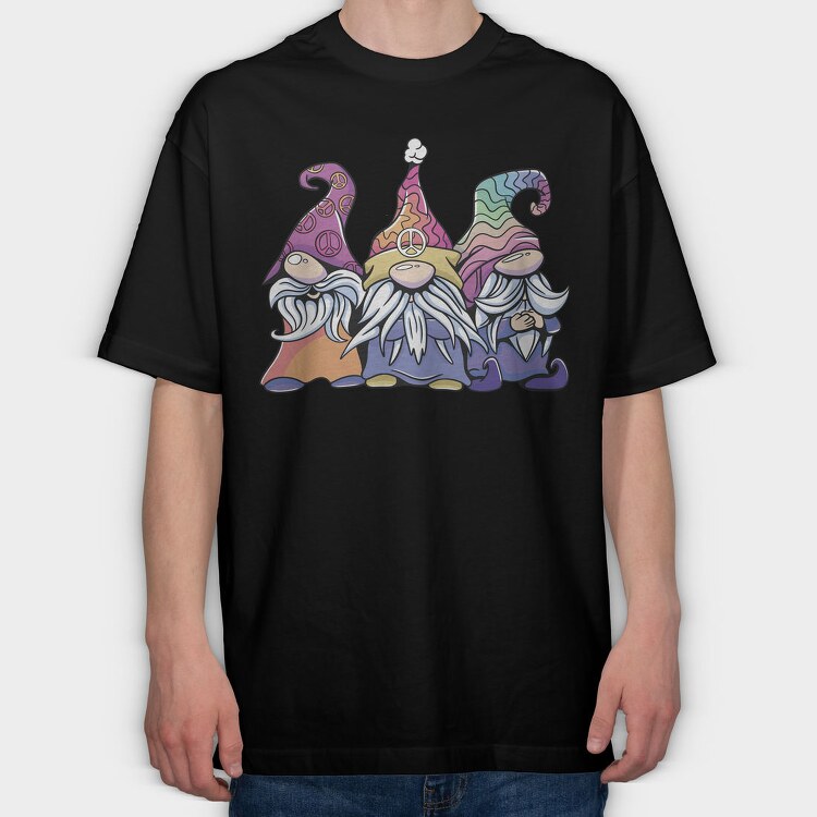 Hippie Gnomes Pastel, Tricou Oversize Barbati (Unisex)