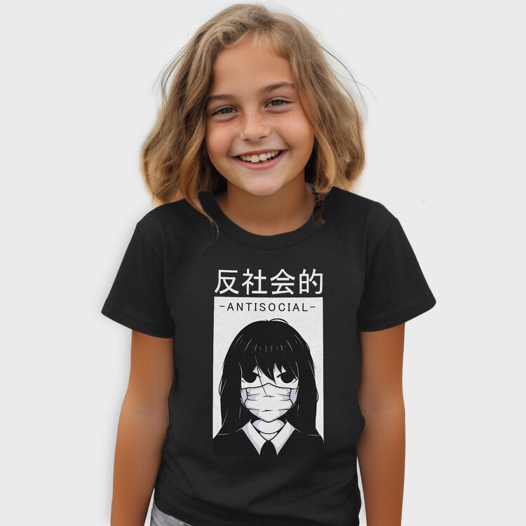 Anime Antisocial Girl Face Mask, Tricou Copii